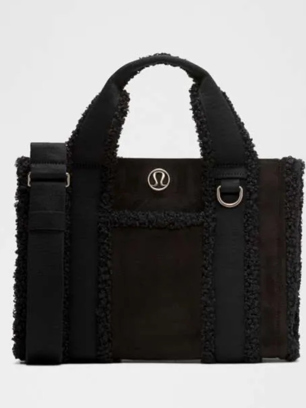 Lululemon Boxy Tote Mini Faux Shearling Trim Black NWT Crossbody Bag
